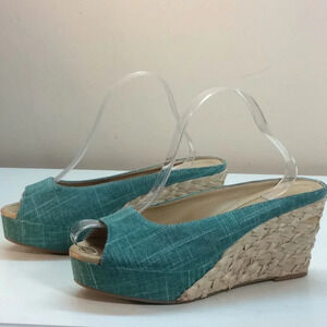 CL by Laundry Teal Green Platform Espadrilles